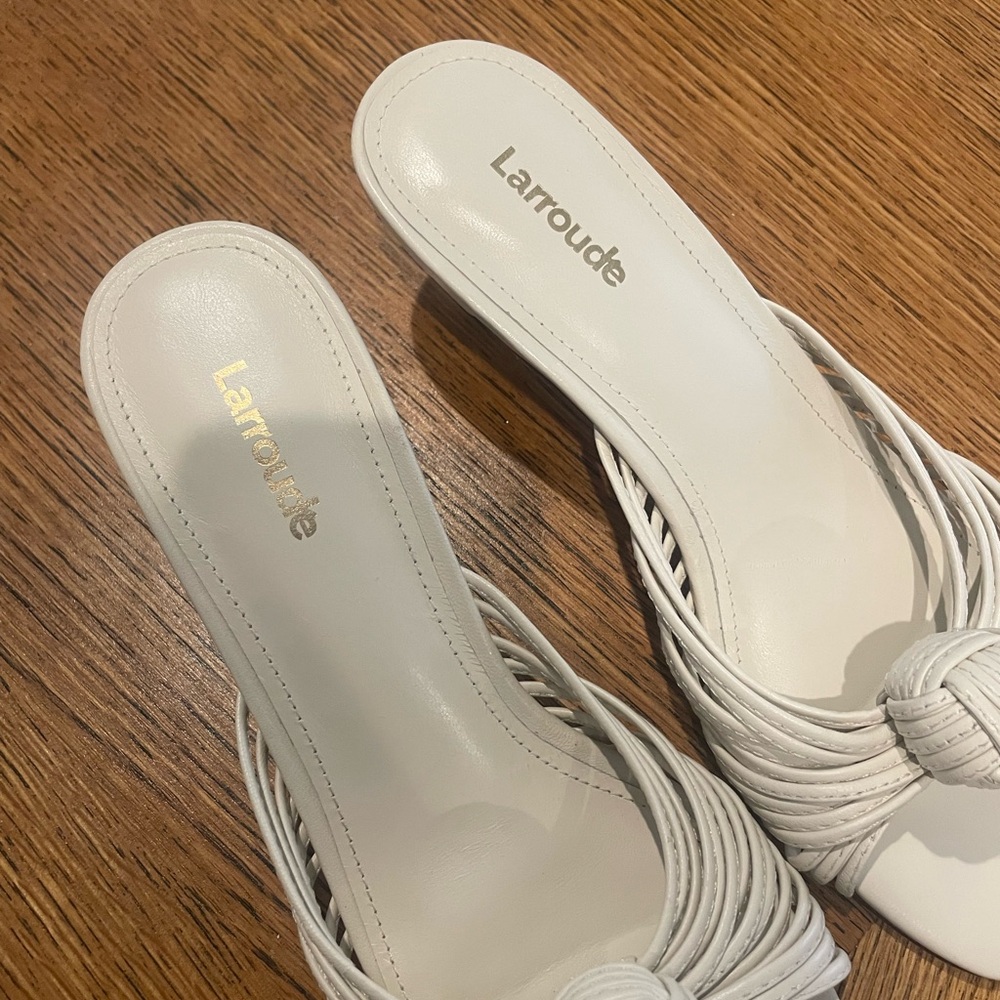 Larroude Cream Knotted Heels - Picture 7 of 9